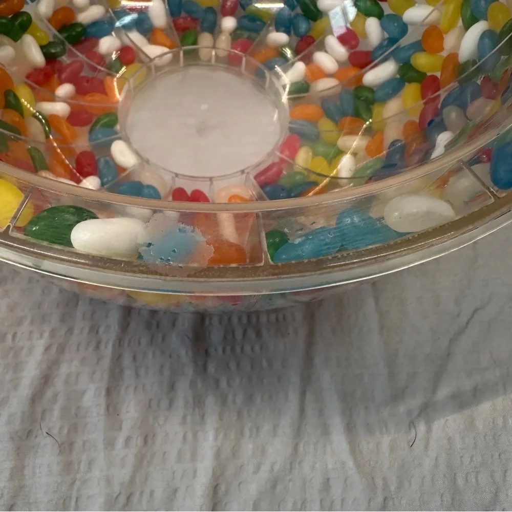 Lg Lucite Acrylic Serving/Mixing Candy Bowl w Jelly Beans Encased Inside! UniQue
